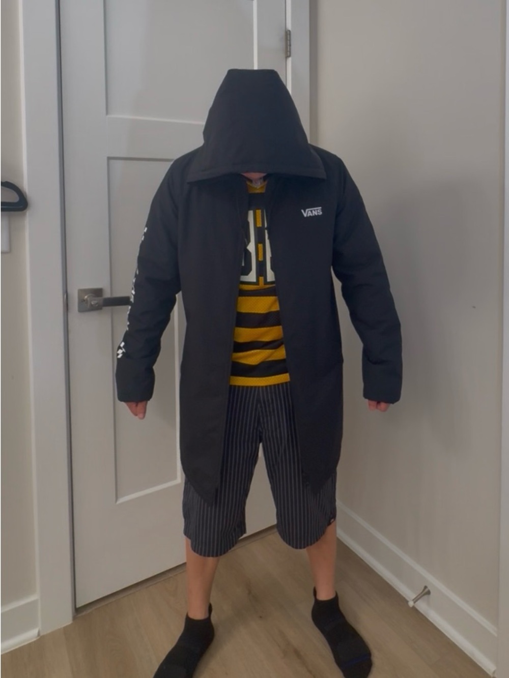 Vans Black Long Hooded Puffer Coat